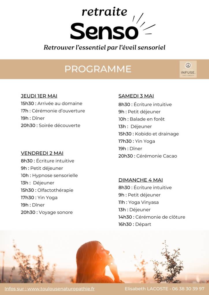 PROGRAMME RETRAITE INFUSE, Elisabeth LACOSTE, proche Toulouse, yoga,