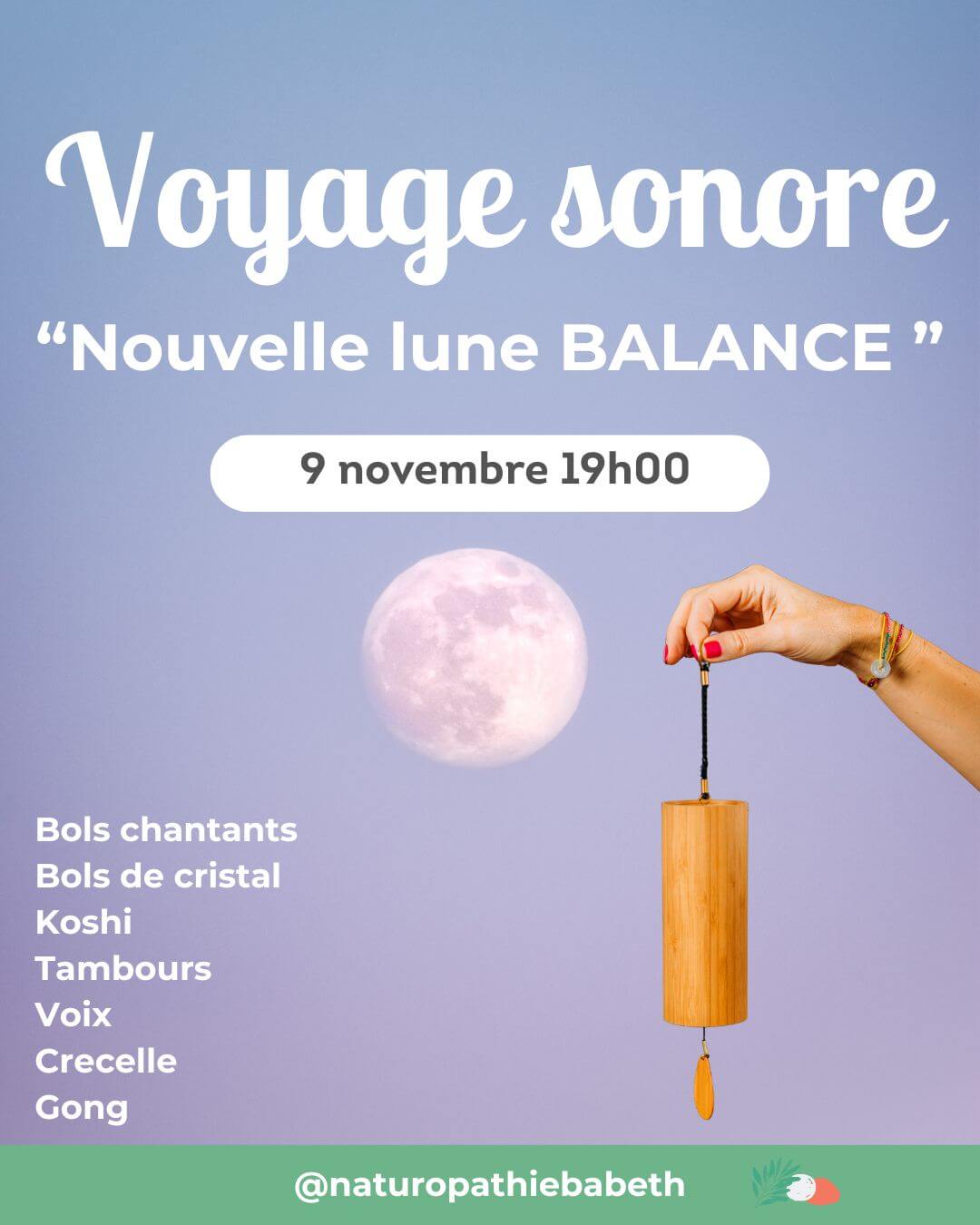 voyage sonore Pleine Lune en Balance à Toulouse Novembre 2026, sonothérapie Toulouse